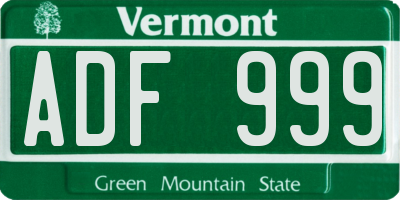 VT license plate ADF999