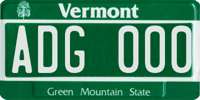 VT license plate ADG000