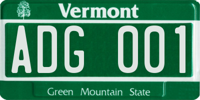 VT license plate ADG001