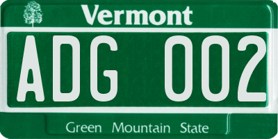 VT license plate ADG002