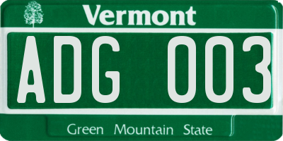 VT license plate ADG003