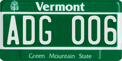 VT license plate ADG006