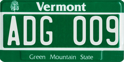 VT license plate ADG009