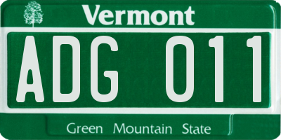 VT license plate ADG011