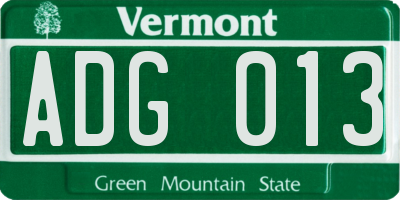 VT license plate ADG013
