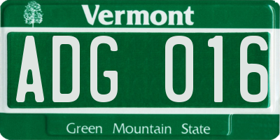 VT license plate ADG016