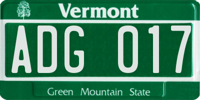 VT license plate ADG017