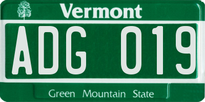 VT license plate ADG019