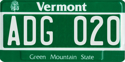 VT license plate ADG020