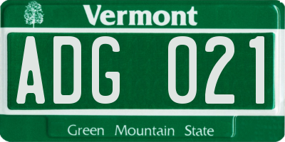 VT license plate ADG021