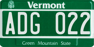 VT license plate ADG022