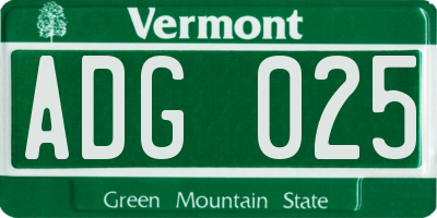 VT license plate ADG025