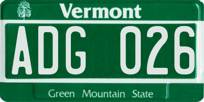VT license plate ADG026