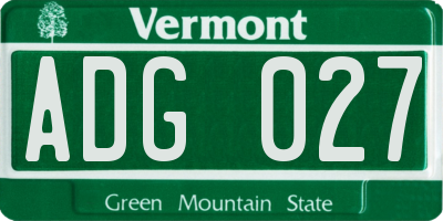 VT license plate ADG027