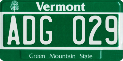 VT license plate ADG029