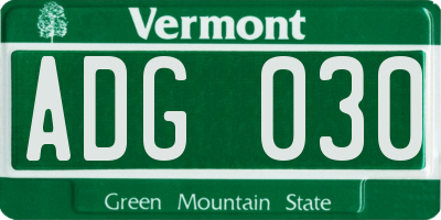 VT license plate ADG030