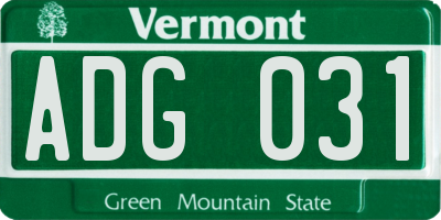 VT license plate ADG031