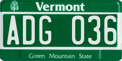 VT license plate ADG036
