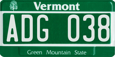VT license plate ADG038