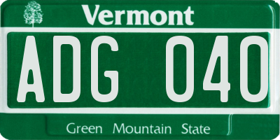 VT license plate ADG040