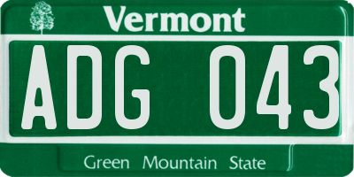 VT license plate ADG043