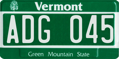 VT license plate ADG045