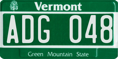 VT license plate ADG048