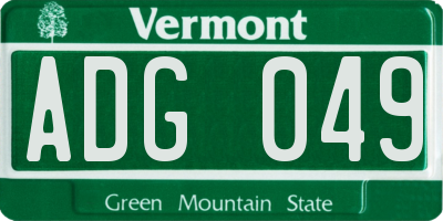 VT license plate ADG049