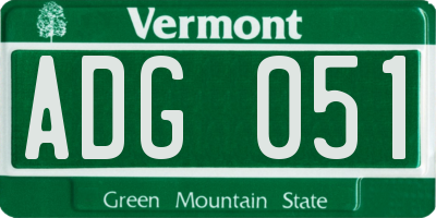 VT license plate ADG051