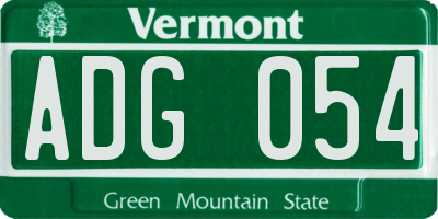 VT license plate ADG054