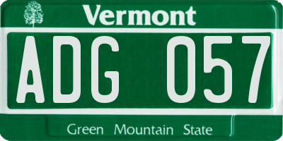 VT license plate ADG057