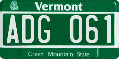 VT license plate ADG061