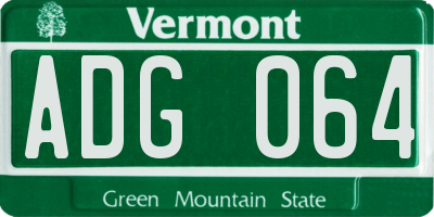 VT license plate ADG064