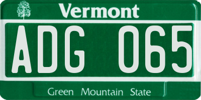 VT license plate ADG065