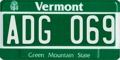 VT license plate ADG069