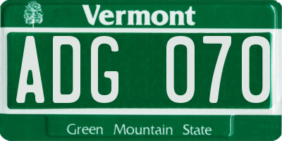 VT license plate ADG070