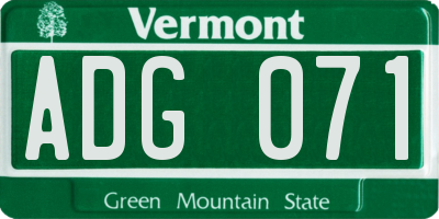 VT license plate ADG071