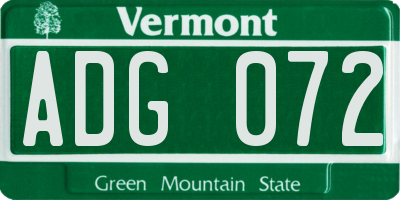 VT license plate ADG072