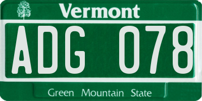 VT license plate ADG078