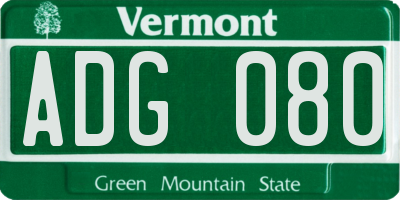 VT license plate ADG080