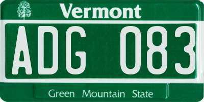 VT license plate ADG083