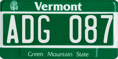 VT license plate ADG087