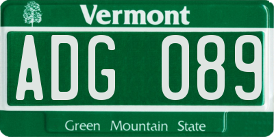 VT license plate ADG089