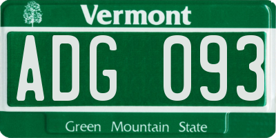 VT license plate ADG093