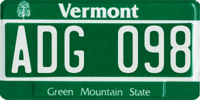 VT license plate ADG098