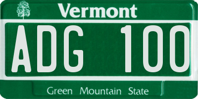 VT license plate ADG100