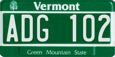 VT license plate ADG102