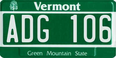VT license plate ADG106
