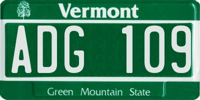 VT license plate ADG109