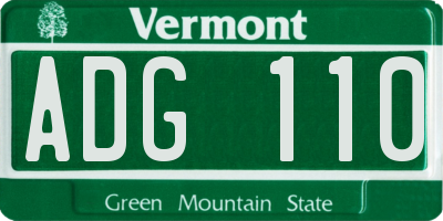 VT license plate ADG110